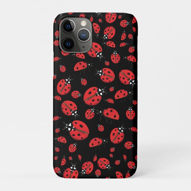 Viele Red Ladybugs Lucky Pattern Green Case-Mate iPhone Hülle (Rückseite)