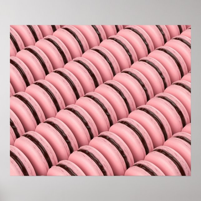 Viele Reihen mit rosa-französischen Makaronen Poster (Vorne)