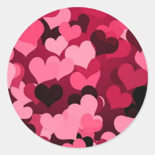 Viele rosa Herzen, Muster Niedlicher Liebe Runder Aufkleber