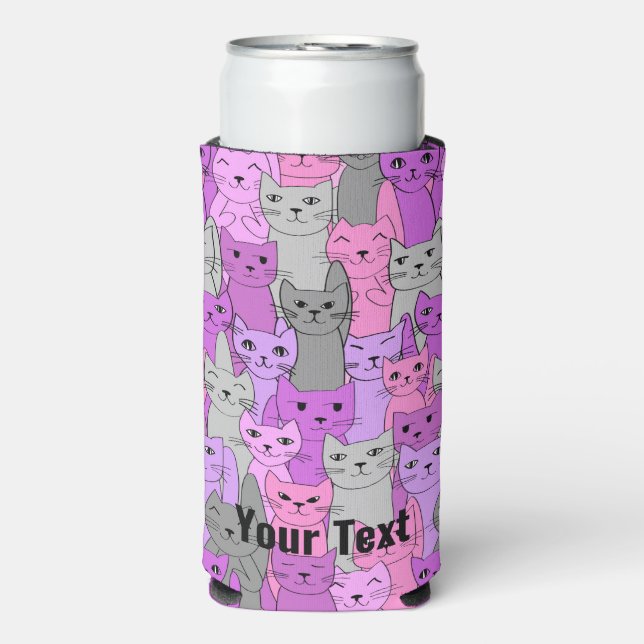 Viele rosa Lila Katzen - Design Seltzer kann sich  Selters Dosenkühler (Seltzer Vorderseite)