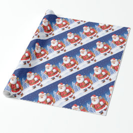 Viele santas gekleidete Weihnachtsverpackungspapie Geschenkpapier