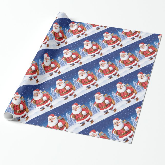 Viele santas gekleidete Weihnachtsverpackungspapie Geschenkpapier (Ungerollt)