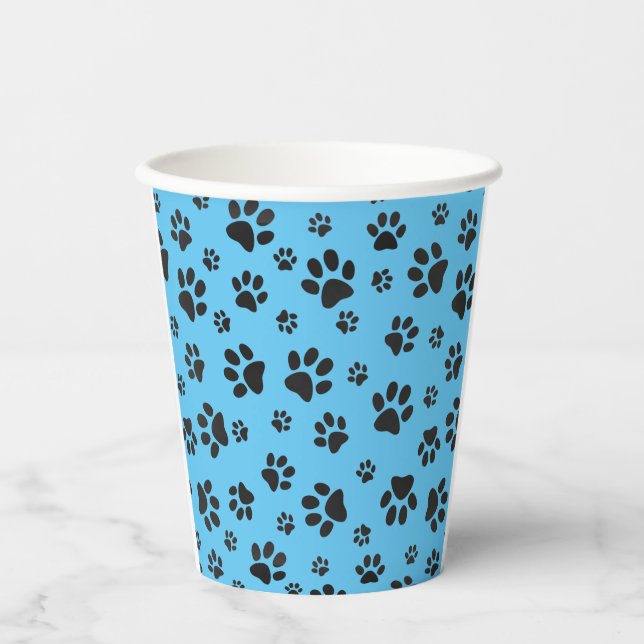 Viele Schwarz-Paw-Prints Design Paper Cup Pappbecher (Vorderseite)