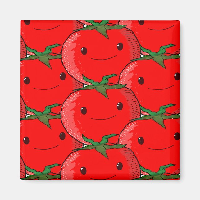 Viele Tomato Niedliche Muster Zeichnend Magnet (Vorne)