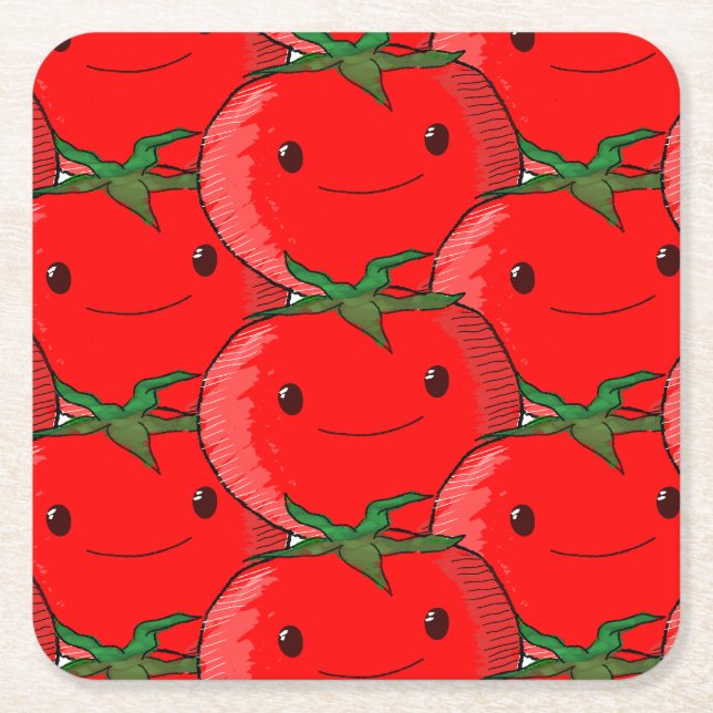 Viele Tomato Niedliche Muster Zeichnend Rechteckiger Pappuntersetzer (Vorderseite)