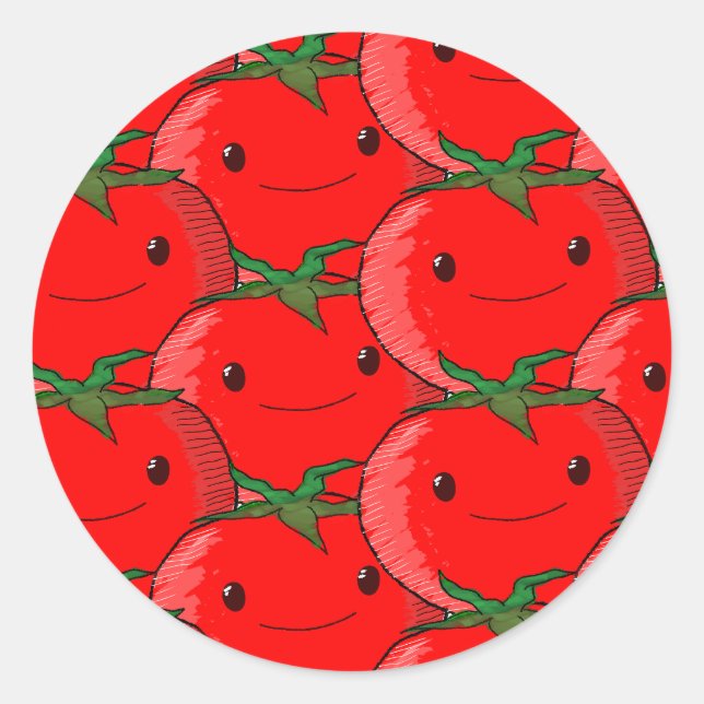 Viele Tomato Niedliche Muster Zeichnend Runder Aufkleber (Vorderseite)
