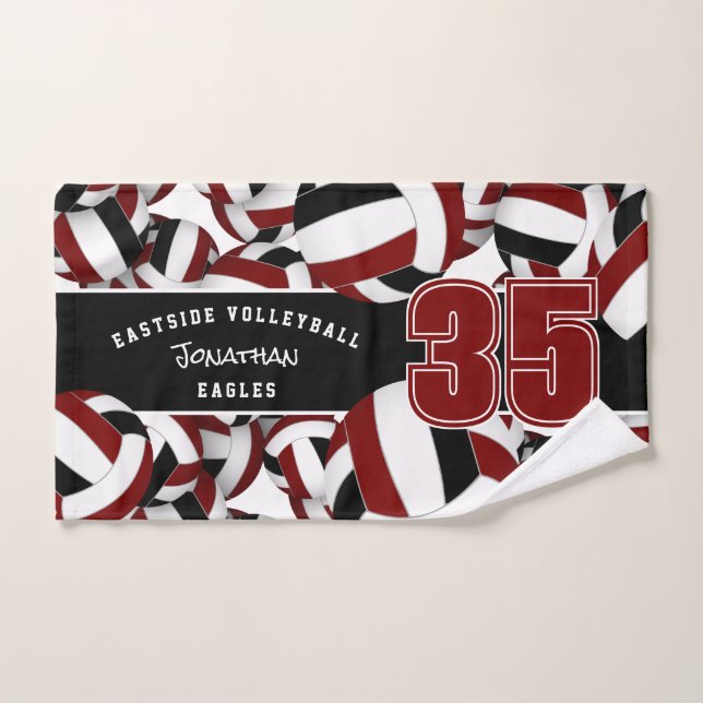 Viele Volleyball Maroon schwarze Mannschaftsfarben Handtuch (Handtuch)