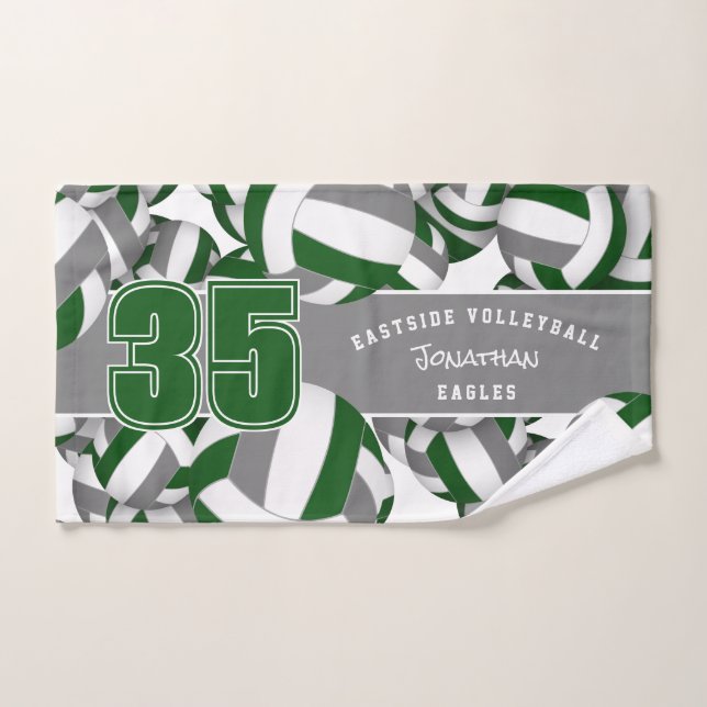 Viele Volleyball-Sportklubgeschenke grün grau Handtuch (Handtuch)