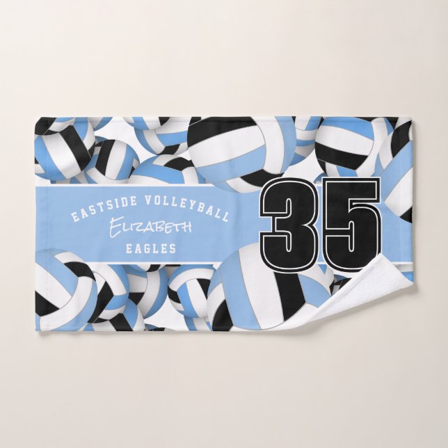 Viele Volleyballs Athlet Name hellblau schwarz Handtuch (Handtuch)