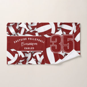 Viele Volleyballs Teamgeist Geschenke Maroon weiß Handtuch