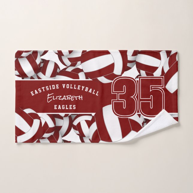 Viele Volleyballs Teamgeist Geschenke Maroon weiß Handtuch (Handtuch)