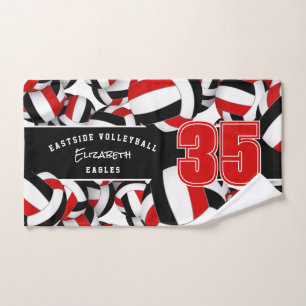 Viele Volleyballs Teamgeist Geschenke rot schwarz Handtuch