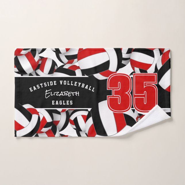 Viele Volleyballs Teamgeist Geschenke rot schwarz Handtuch (Handtuch)