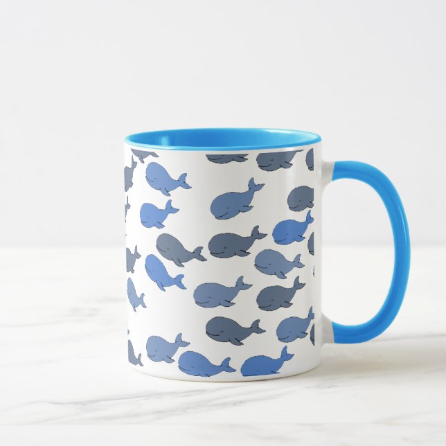 viele Wale ~ niedliche Muster Tasse (Rechts)