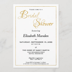 Viele Wasser Schrift Elegant Gold Brautparty Einladung