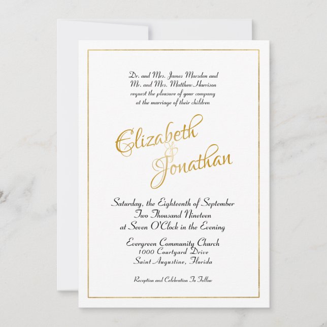 Viele Waters Scripture Elegantes formales Gold-Scr Einladung (Vorderseite)