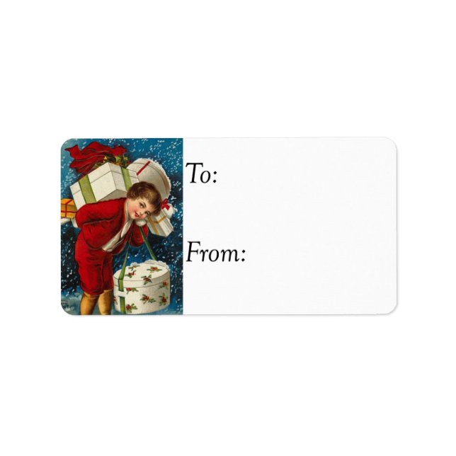 Viele Weihnachtsgeschenke Vintage Geschenke Tag Adressaufkleber (Vorne)