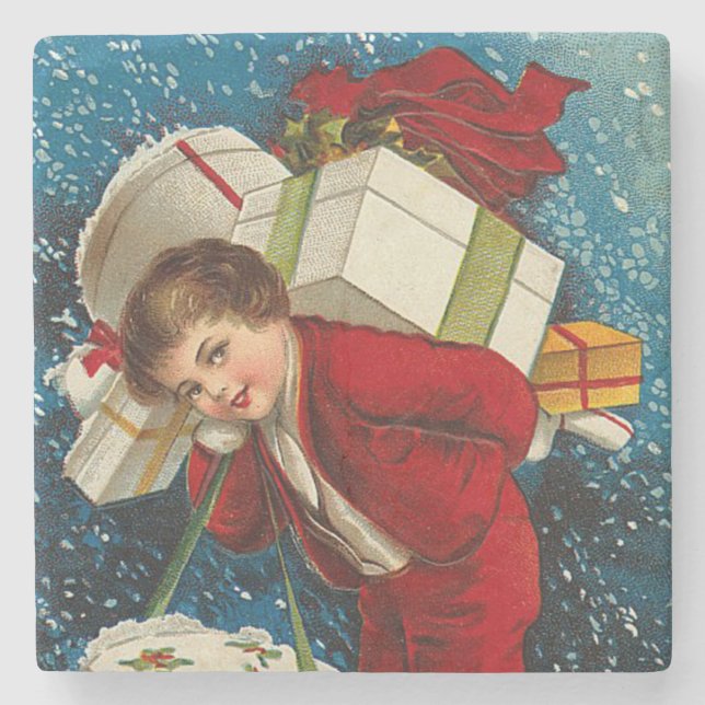 Viele Weihnachtspakete Steinuntersetzer (Vorderseite)