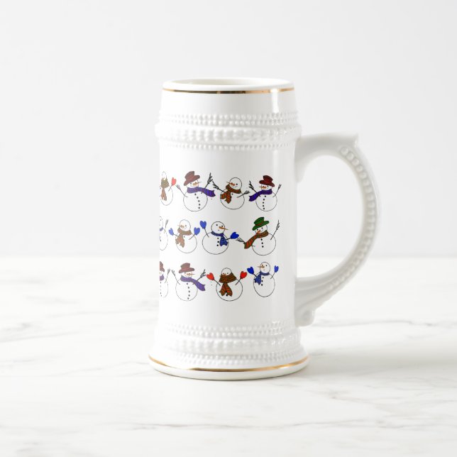 Viele Weihnachtssnowmen Bierglas (Rechts)