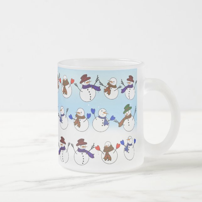 Viele Weihnachtssnowmen Mattglastasse (Rechts)