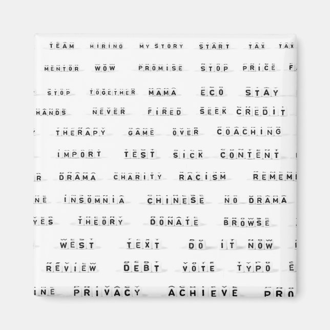 Viele Worte auf Würfeln Magnet (Vorne)