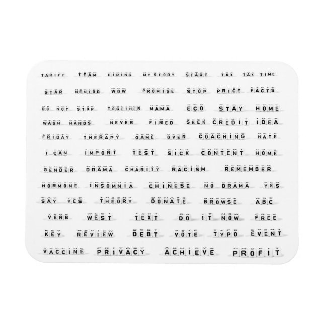 Viele Worte auf Würfeln Magnet (Horizontal)