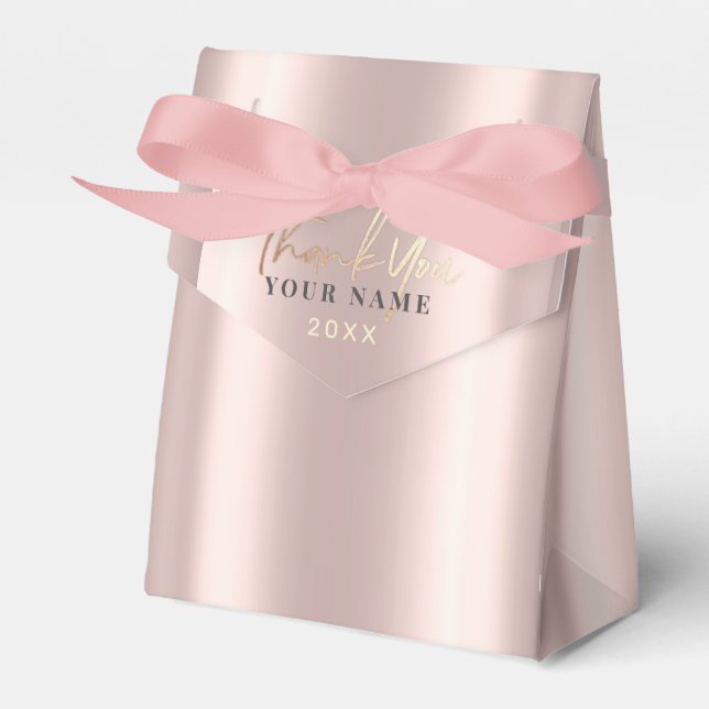 Vielen Dank 16. Bridal Rose Gold Pink Sleek Chic Geschenkschachtel (Vorderseite)