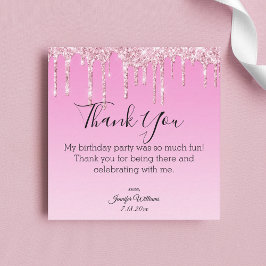 Vielen Dank, 16 pink tropfende Glitzer stilvoll Mitteilungskarte