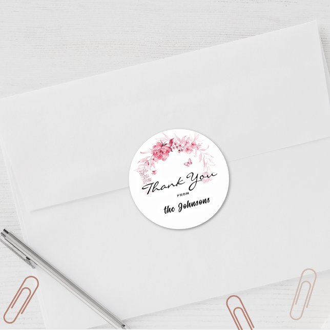 Vielen Dank, 1.5-in Pink Envy oder Dusche Gefallen Runder Aufkleber (Von Creator hochgeladen)