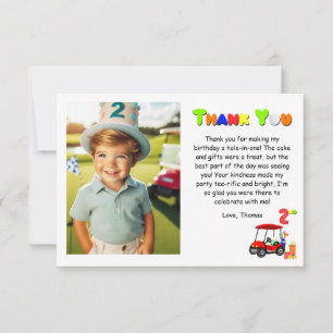 Vielen Dank 2. Geburtstag Pattern Red Golf Cart Bo Dankeskarte