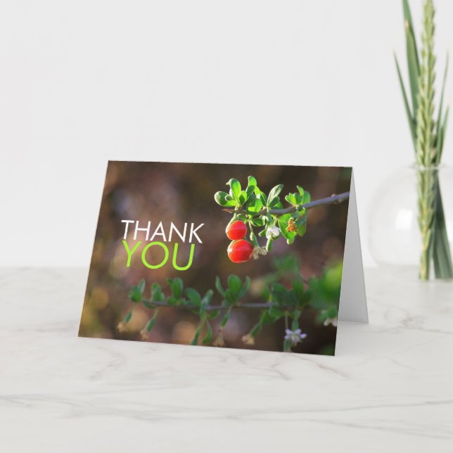 Vielen Dank 2 Red Berries Card Dankeskarte (Vorderseite)