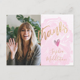 Vielen Dank Abschluss Modern Pink Foto Gold Postkarte