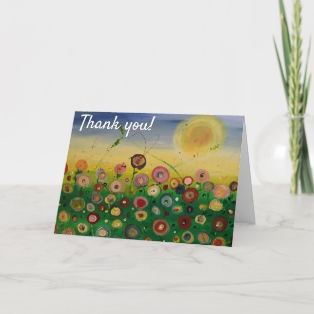 Vielen Dank, Abstrakt Poppy Field Danke Karte (Vorderseite)