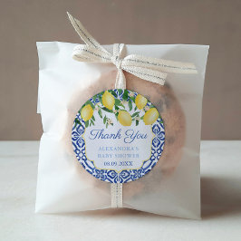 Vielen Dank Amalfi Coast Lemons Baby Blue Dusche Runder Aufkleber