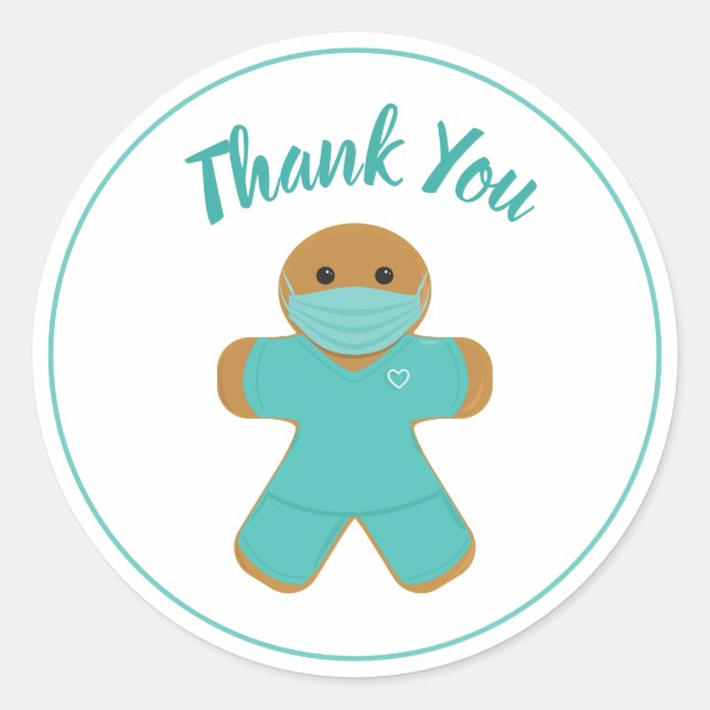 Vielen Dank an Ärztin Gingerbread Mann Runder Aufkleber (Vorderseite)