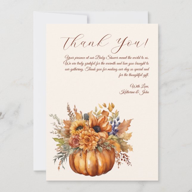 Vielen Dank an Card Pumpkin mit Blume- Einladung (Vorderseite)