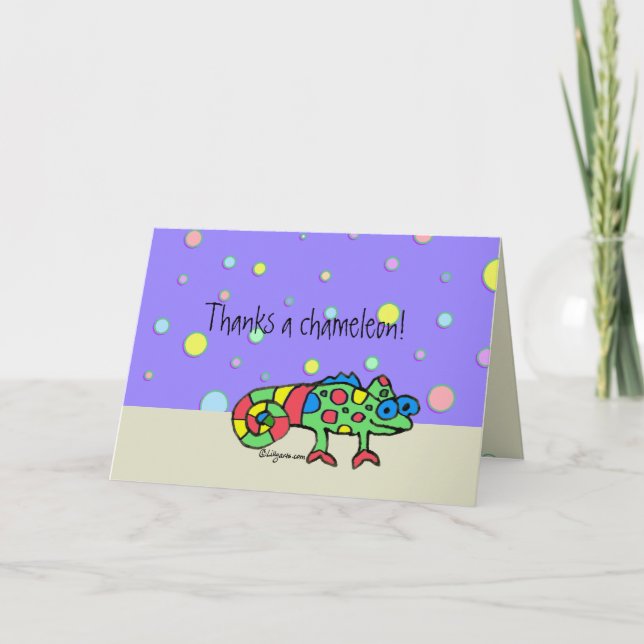 Vielen Dank an Chameleon Lila Dots Dankeskarte (Vorderseite)