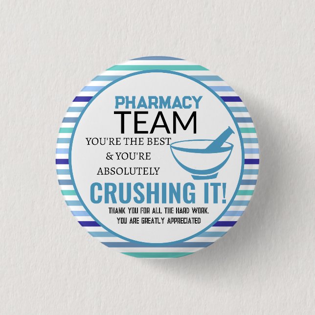 Vielen Dank an das Blue & White Pharmacy Team Button (Vorderseite)