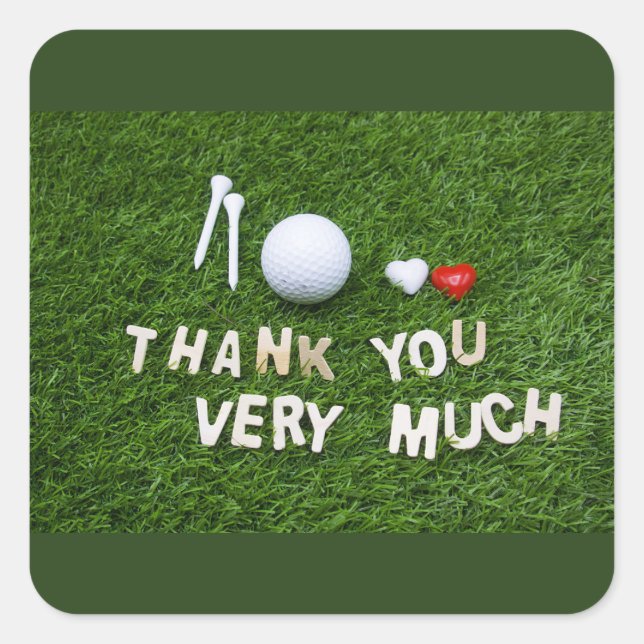 Vielen Dank an den Golfballaufkleber Quadratischer Aufkleber (Vorderseite)