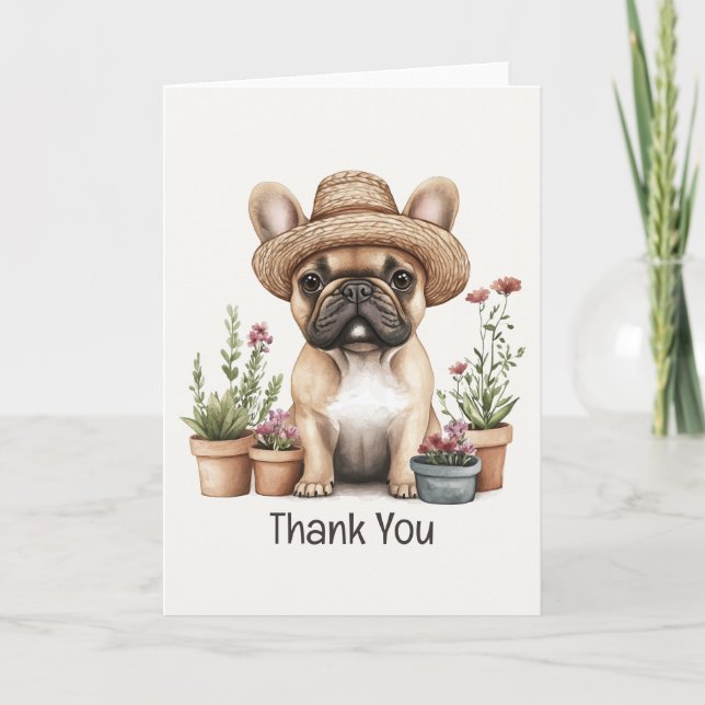 Vielen Dank an die französischen Bulldoggen Blume  Dankeskarte (Vorderseite)