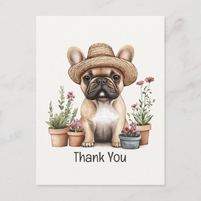 Vielen Dank an die französischen Bulldoggen Blume  Postkarte (Vorderseite)