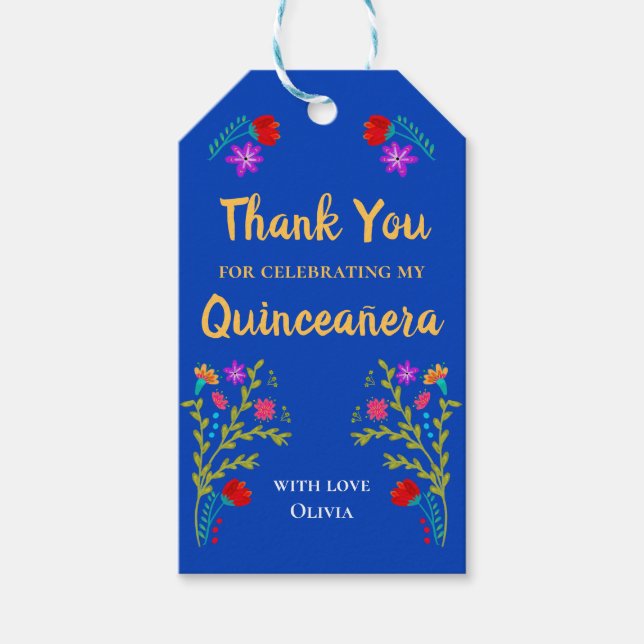 Vielen Dank an die Mexikanerin Fiesta Royal Blue Q Geschenkanhänger (Vorderseite)
