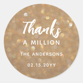 Vielen Dank an die Million Gold Glitzer Glitzern Runder Aufkleber