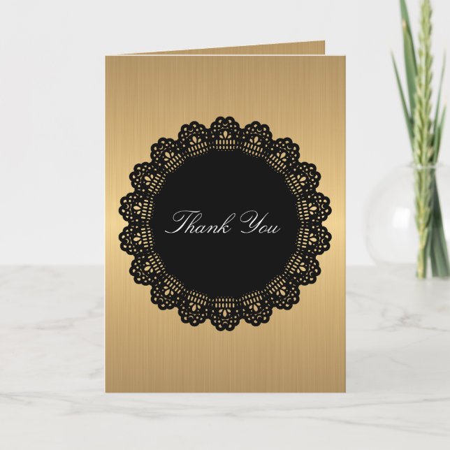Vielen Dank an die schwarze Zirkel Lace Golden Mon Dankeskarte (Vorderseite)