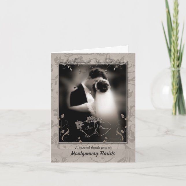 Vielen Dank an einen Dienstanbieter Sepia Wedding Dankeskarte (Vorderseite)