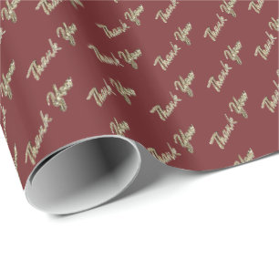 Vielen Dank an Elegant Burgundy Gold Typografy Pat Geschenkpapier