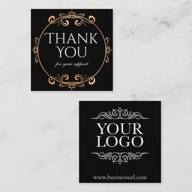 Vielen Dank an Elegant Gold Foil Wirbel Classic Bl Quadratische Visitenkarte (Vorne/Hinten)