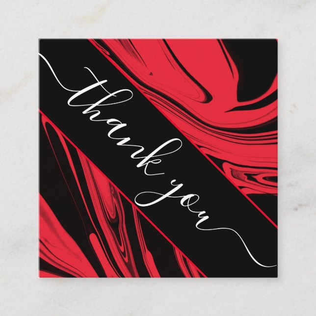 Vielen Dank an Elegant Red & Black Marble Social M Quadratische Visitenkarte (Vorderseite)