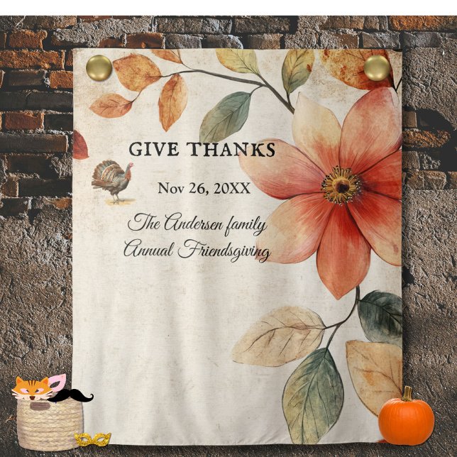 Vielen Dank an Floral Friendsgiving Picture Backgr Wandteppich (Von Creator hochgeladen)