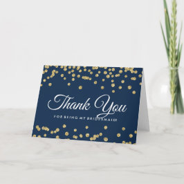 Vielen Dank an Gold Imitats Glitzer Confetti Navy Dankeskarte
